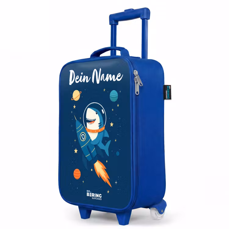 Dier - Ruimte - Planeet - Raket Kinderkoffer - Blauw klein -productfoto_schuin