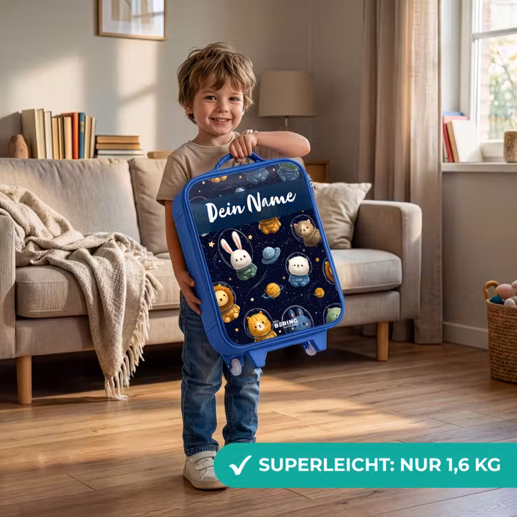 Dieren - Astronaut - Planeten - Sterren Kinderkoffer - Blauw klein -sfeer2_DE