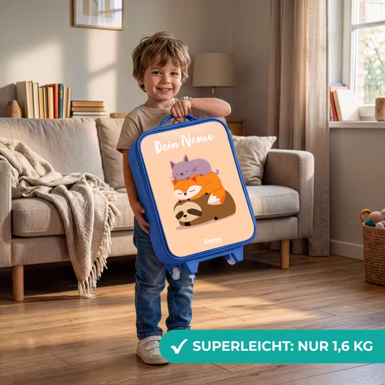 Dieren - Slapen - Samen Kinderkoffer - Blauw klein -sfeer2_DE