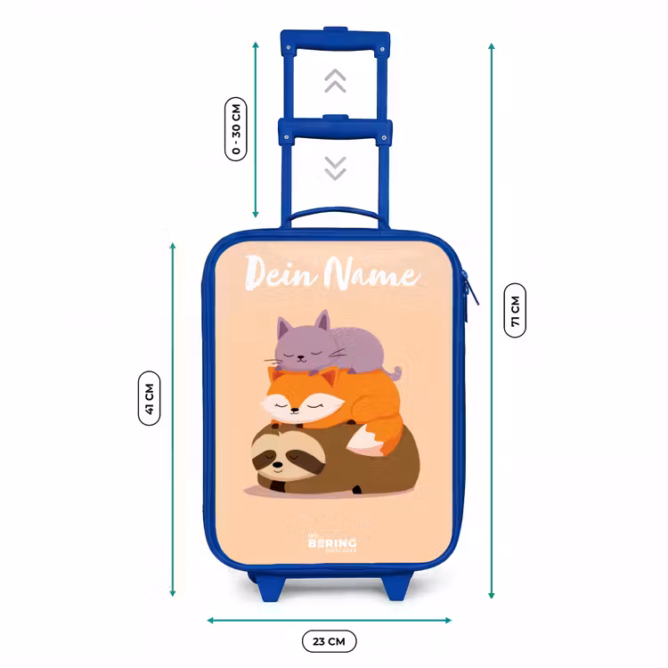 Dieren - Slapen - Samen Kinderkoffer - Blauw klein -productfoto_formaten