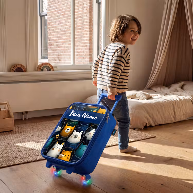 Dieren - Sterren - Planeten - Astronaut Kinderkoffer - Blauw klein -sfeer1