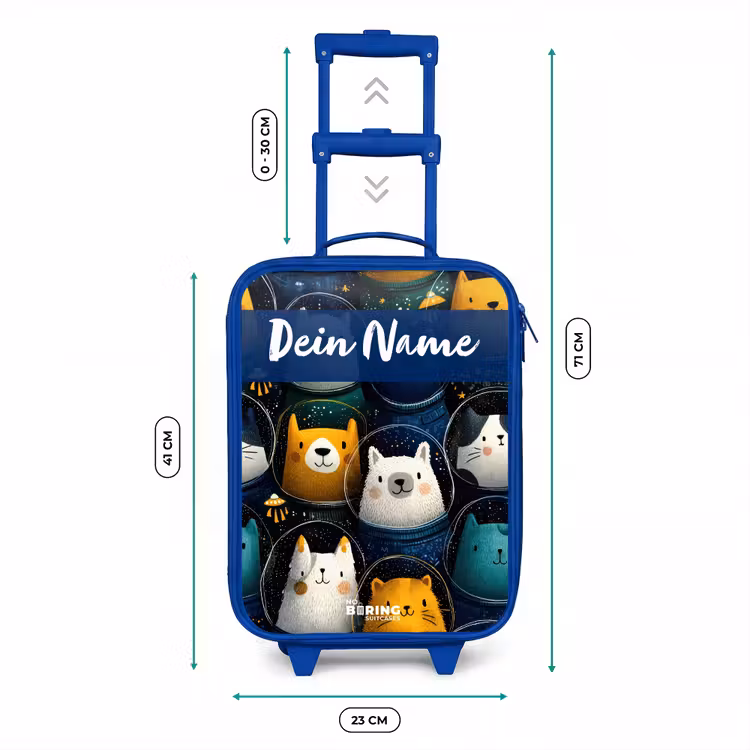 Dieren - Sterren - Planeten - Astronaut Kinderkoffer - Blauw klein -productfoto_formaten