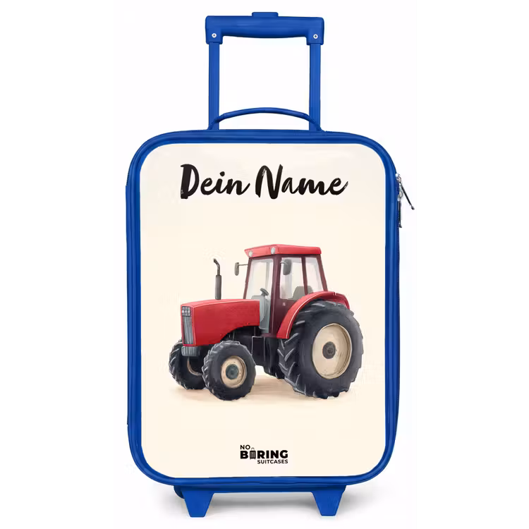 Tractor - Getekend - Rood Kinderkoffer - Blauw klein -zz3dotto