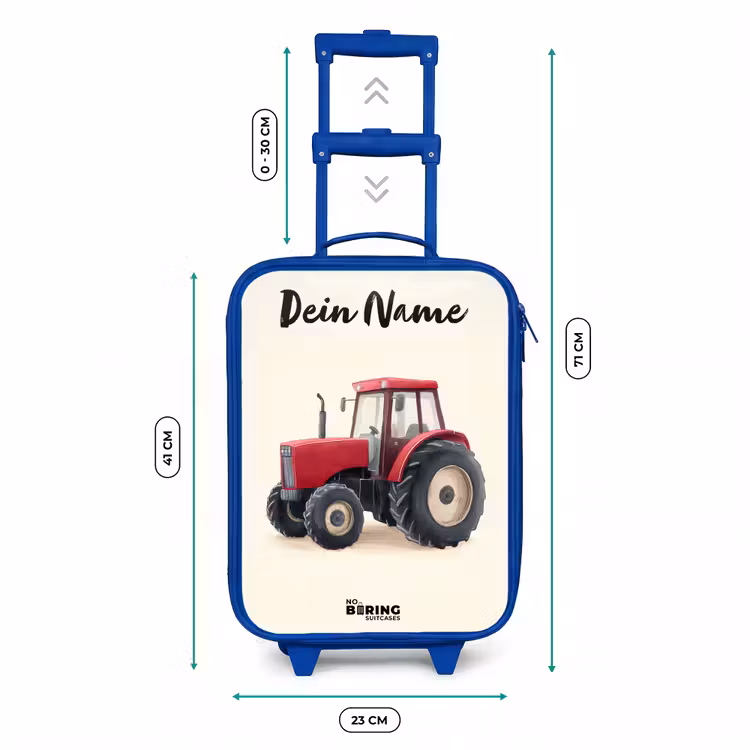 Tractor - Getekend - Rood Kinderkoffer - Blauw klein -productfoto_formaten