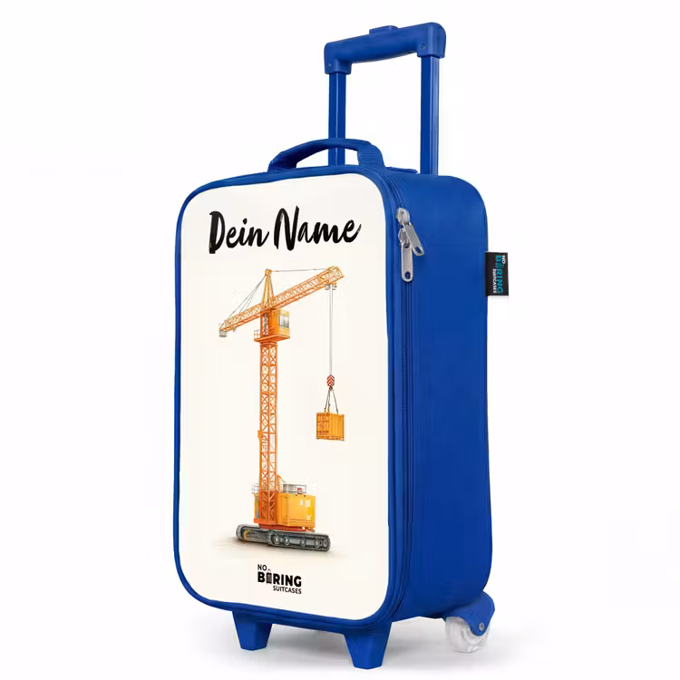Torenkraan - Getekend - Oranje Kinderkoffer - Blauw klein -productfoto_schuin