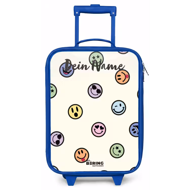 Speelse smiley-mix Kinderkoffer - Blauw klein -zz3dotto
