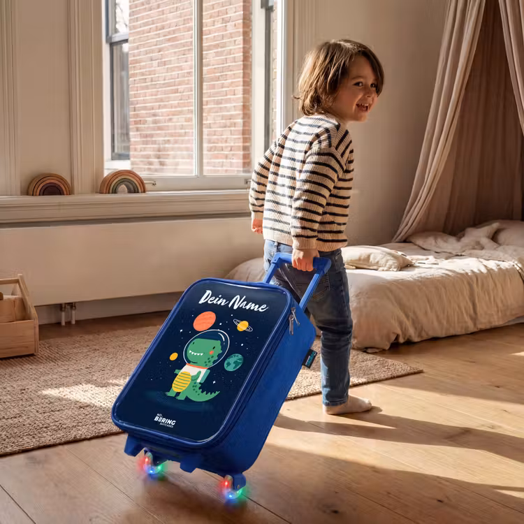 Ruimte - Dino - Planeten - Sterren Kinderkoffer - Blauw klein -sfeer1