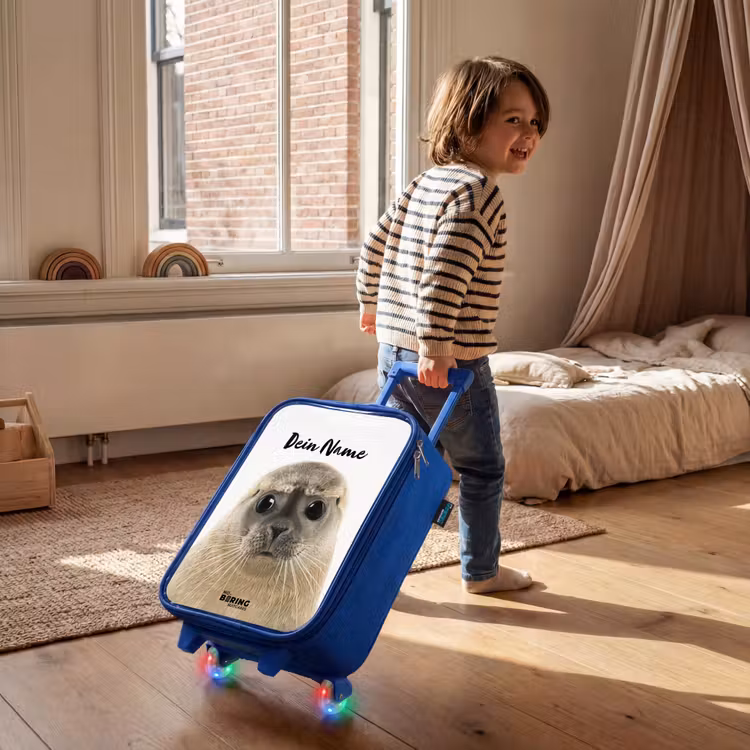 Zyon Zeehond Kinderkoffer - Blauw klein -sfeer1