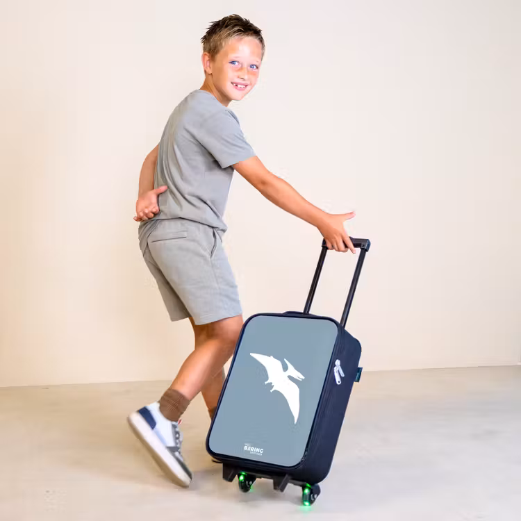 Blauw met Pteranodon dino Kinderkoffer - Zwart klein -sfeer3