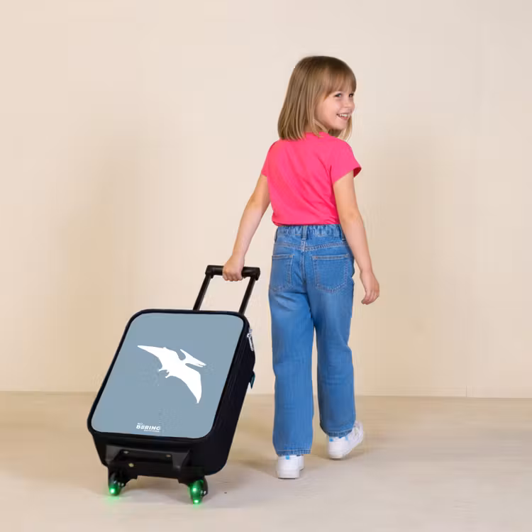 Blauw met Pteranodon dino Kinderkoffer - Zwart klein -sfeer1
