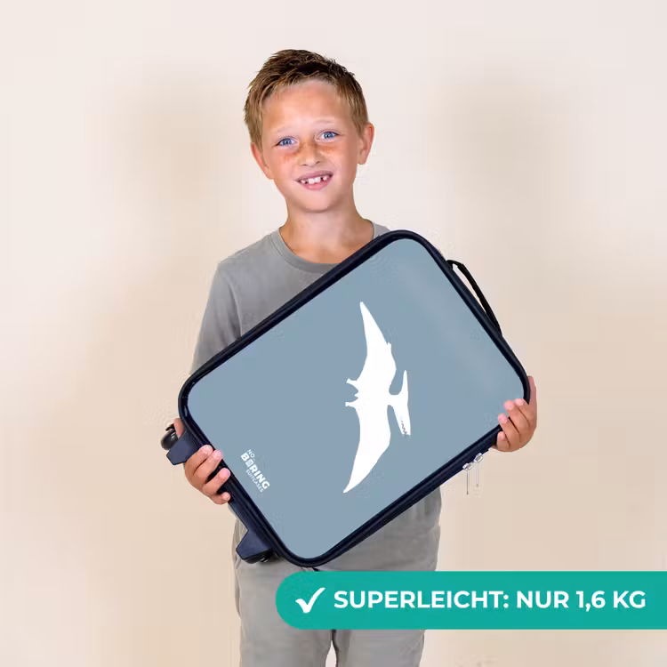 Blauw met Pteranodon dino Kinderkoffer - Zwart klein -sfeer4_DE