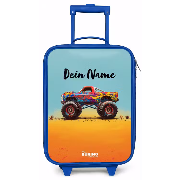 Monstertruck met Graffiti Print in het Zand Kinderkoffer - Blauw klein -zz3dotto