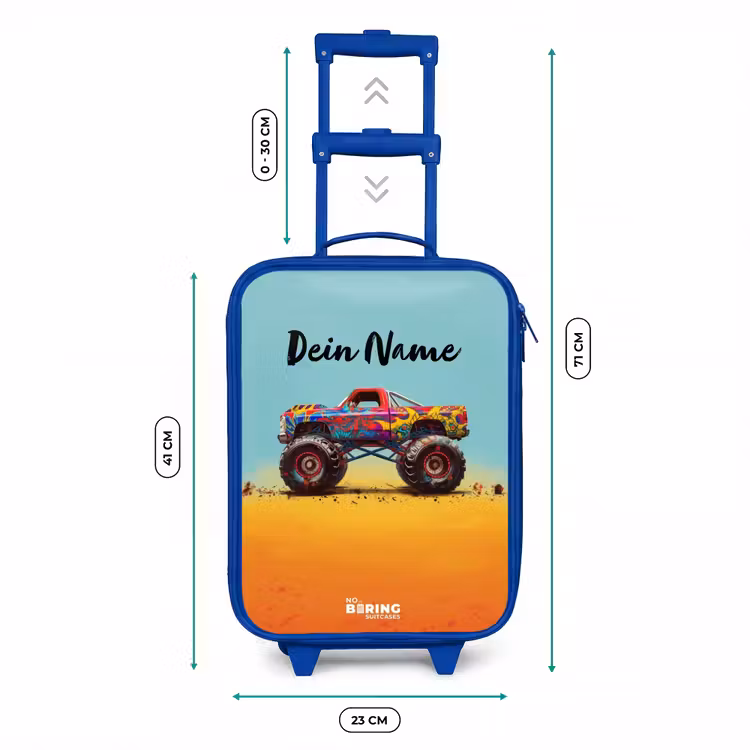 Monstertruck met Graffiti Print in het Zand Kinderkoffer - Blauw klein -productfoto_formaten