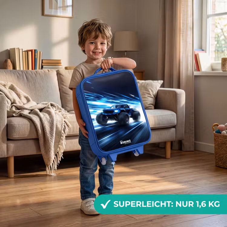 Monstertruck raast door lichtsnelheid Kinderkoffer - Blauw klein -sfeer2_DE