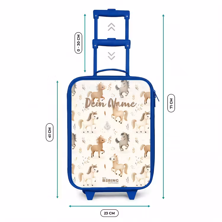 Patroon van veulens in beige en bruin kleuren Kinderkoffer - Blauw klein -productfoto_formaten