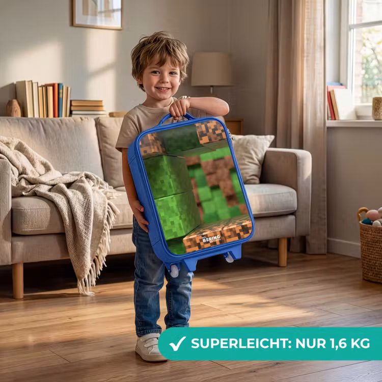 Close-up met pixelachtige blokken Kinderkoffer - Blauw klein -sfeer2_DE