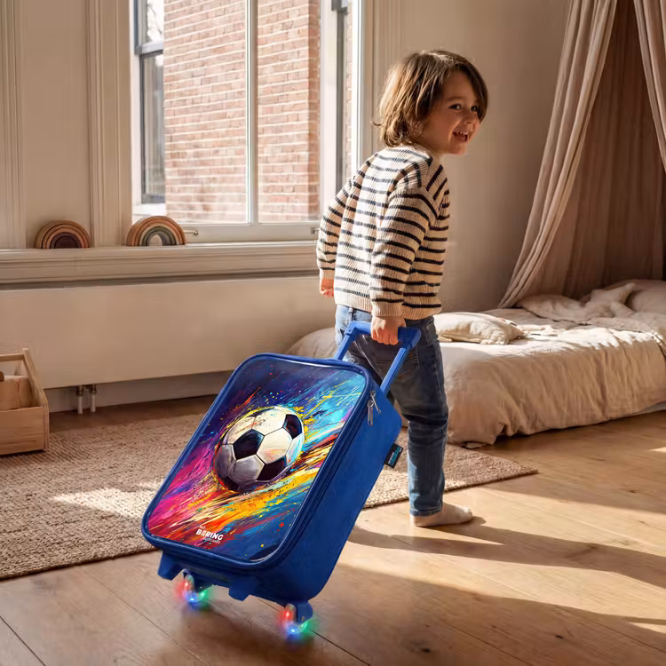 Neon - Voetbal - Kleurrijk Kinderkoffer - Blauw klein -sfeer1