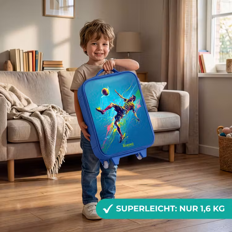 Neon - Voetbal - Schop - Kleurrijk Kinderkoffer - Blauw klein -sfeer2_DE