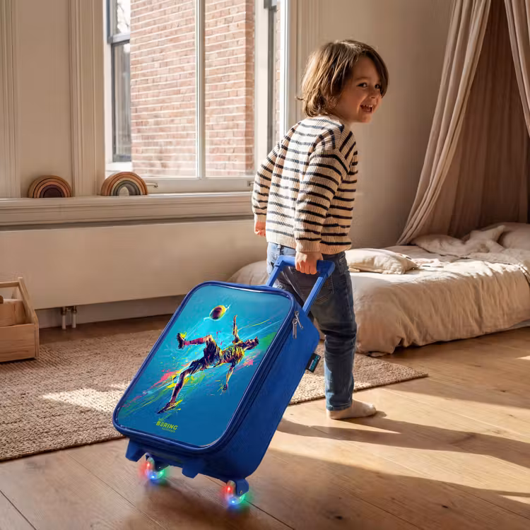 Neon - Voetbal - Schop - Kleurrijk Kinderkoffer - Blauw klein -sfeer1