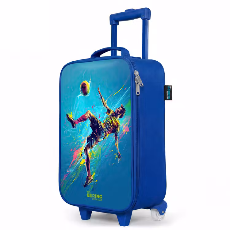 Neon - Voetbal - Schop - Kleurrijk Kinderkoffer - Blauw klein -productfoto_schuin