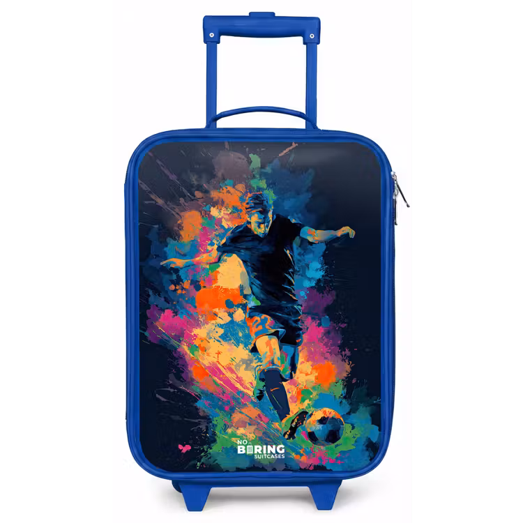 Neon - Voetballer - Kleurrijk Kinderkoffer - Blauw klein -zz3dotto