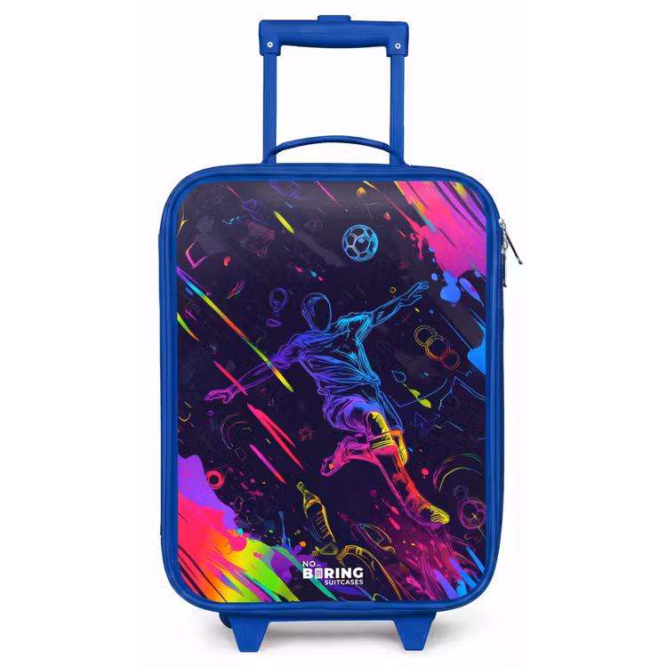 Neon actievolle voetbalspeler Kinderkoffer - Blauw klein -zz3dotto