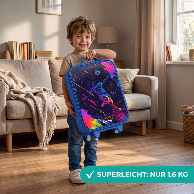 Neon actievolle voetbalspeler Kinderkoffer - Blauw klein -sfeer2_DE