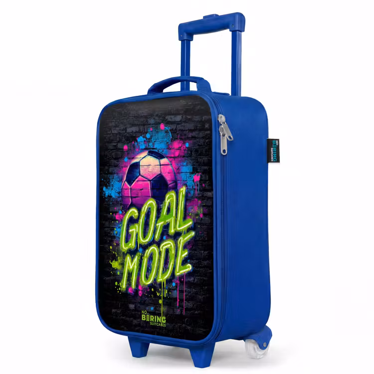 Neon - Graffiti - Voetbal - Kleurrijk Kinderkoffer - Blauw klein -productfoto_schuin