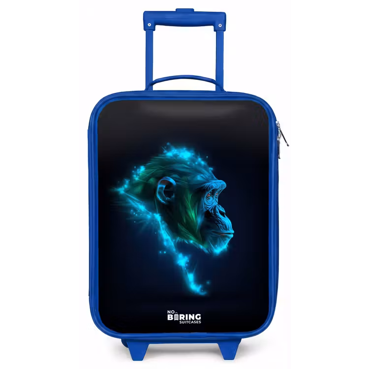 Neon silhouet van een chimpansee Kinderkoffer - Blauw klein -zz3dotto