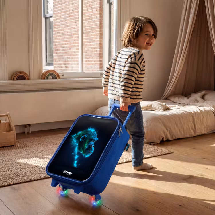 Neon silhouet van een chimpansee Kinderkoffer - Blauw klein -sfeer1
