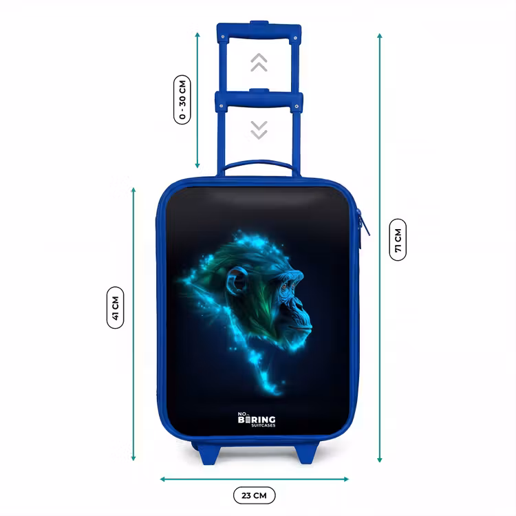Neon silhouet van een chimpansee Kinderkoffer - Blauw klein -productfoto_formaten