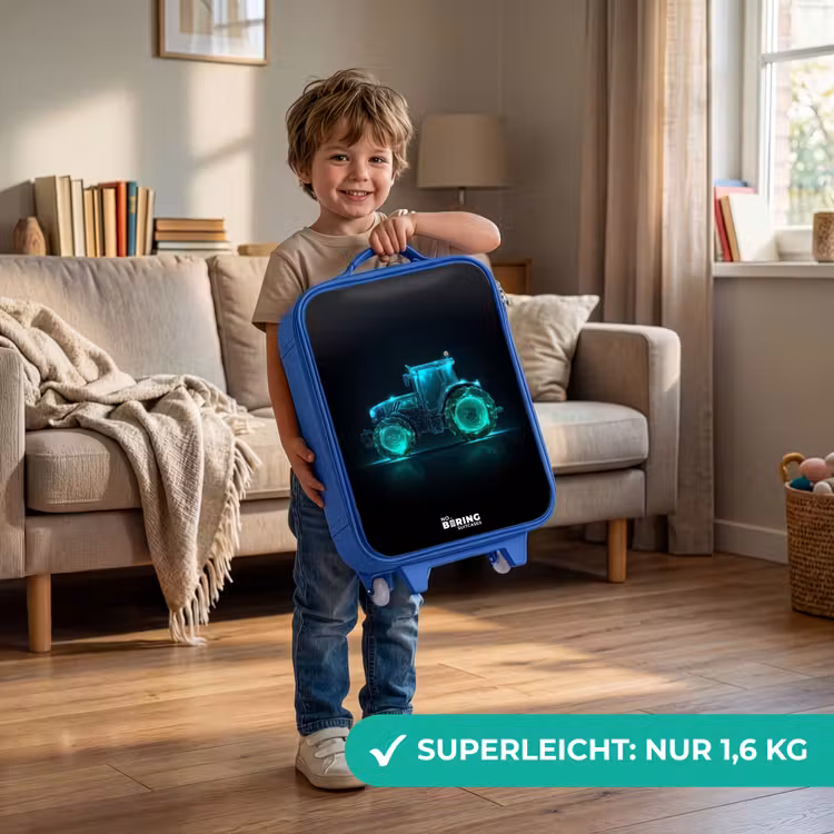 Neontractor op zwarte ondergrond Kinderkoffer - Blauw klein -sfeer2_DE