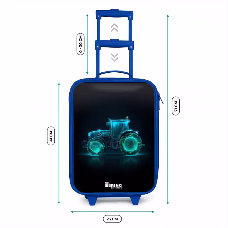 Neontractor op zwarte ondergrond Kinderkoffer - Blauw klein -productfoto_formaten
