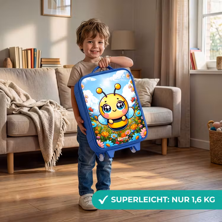 Schattige bij tussen de bloemen Kinderkoffer - Blauw klein -sfeer2_DE