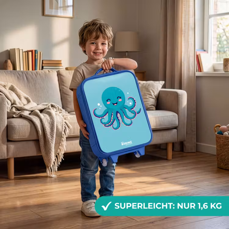 Octopus - Water - Blauw Kinderkoffer - Blauw klein -sfeer2_DE