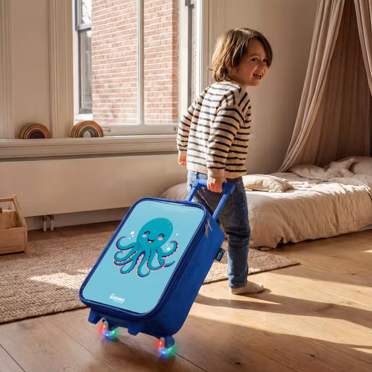 Octopus - Water - Blauw Kinderkoffer - Blauw klein -sfeer1