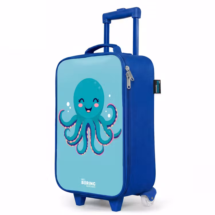 Octopus - Water - Blauw Kinderkoffer - Blauw klein -productfoto_schuin
