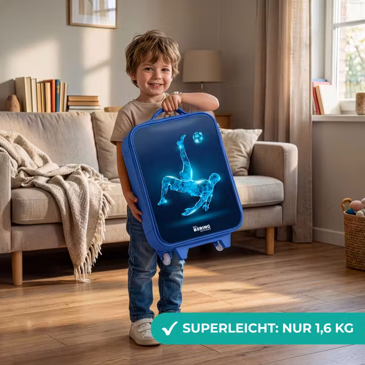 Omhaal in blauw neonvoetbal Kinderkoffer - Blauw klein -sfeer2_DE