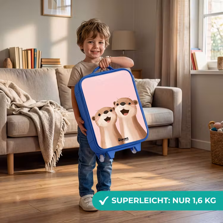 Otters - Lachen - Roze - Illustratie Kinderkoffer - Blauw klein -sfeer2_DE