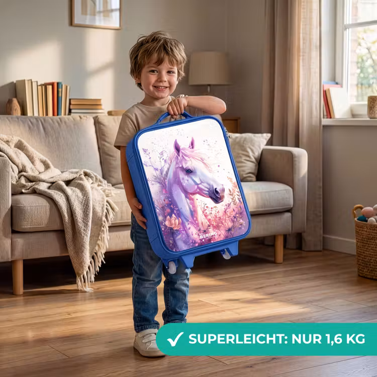 Parelachtige Pony Kinderkoffer - Blauw klein -sfeer2_DE