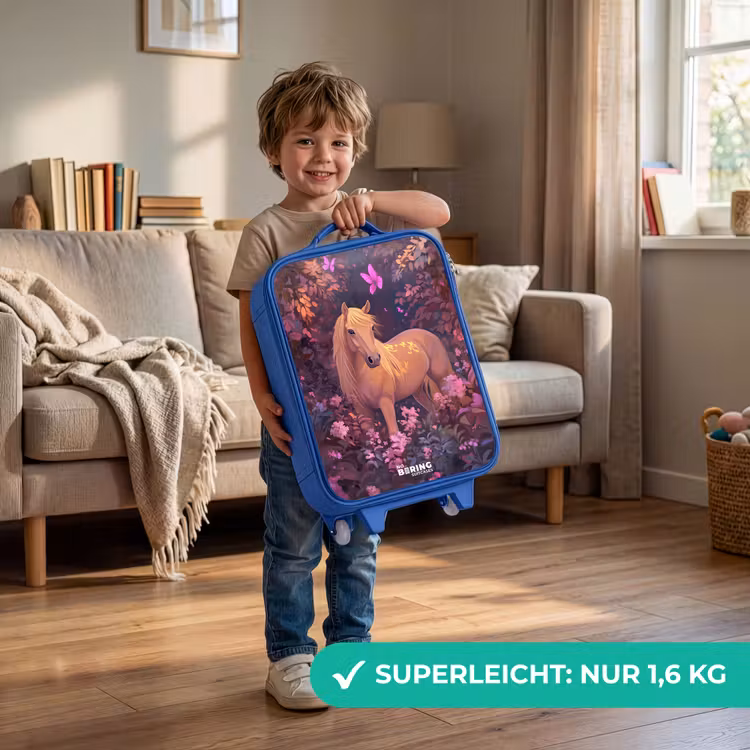 Paard - Bloemen - Paars - Vlinder Kinderkoffer - Blauw klein -sfeer2_DE