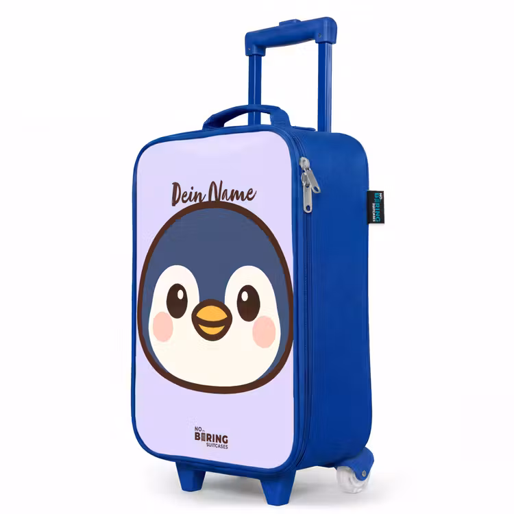 Pinguïn Kinderkoffer - Blauw klein -productfoto_schuin