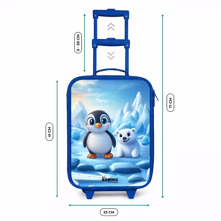 Pinguïn en ijsbeertje op ijsschotsen Kinderkoffer - Blauw klein -productfoto_formaten