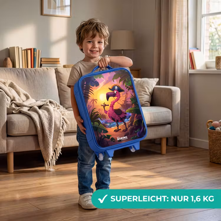 Piraten flamingo op een tropisch pad Kinderkoffer - Blauw klein -sfeer2_DE