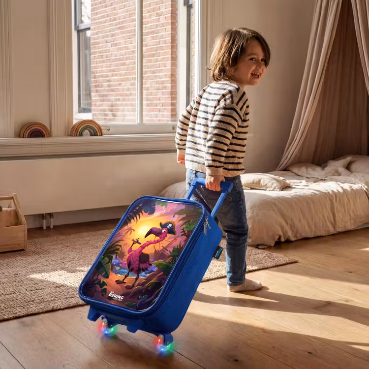 Piraten flamingo op een tropisch pad Kinderkoffer - Blauw klein -sfeer1