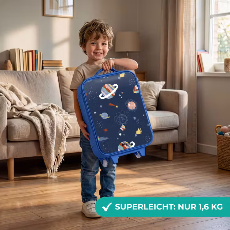 Planeten in de hemel Kinderkoffer - Blauw klein -sfeer2_DE