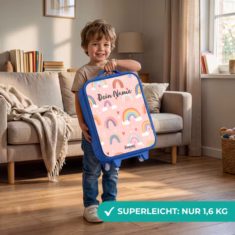 Regenbogen op een roze achtergrond Kinderkoffer - Blauw klein -sfeer2_DE