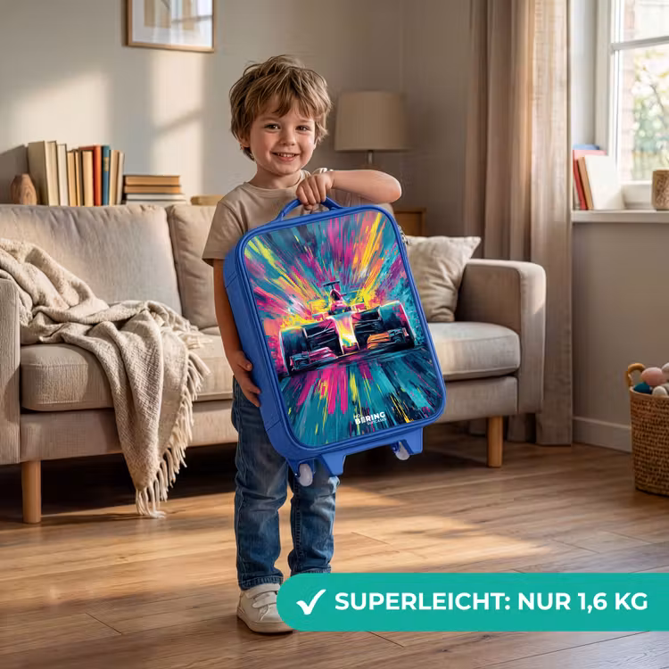 Raceauto - Explosie - Kleurrijk - Abstract Kinderkoffer - Blauw klein -sfeer2_DE