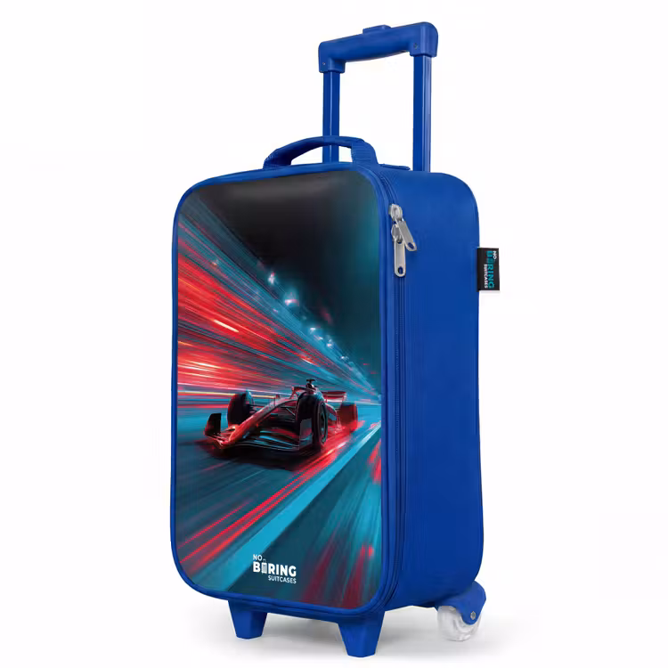 Raceauto - Baan - Neon - Verlichting Kinderkoffer - Blauw klein -productfoto_schuin