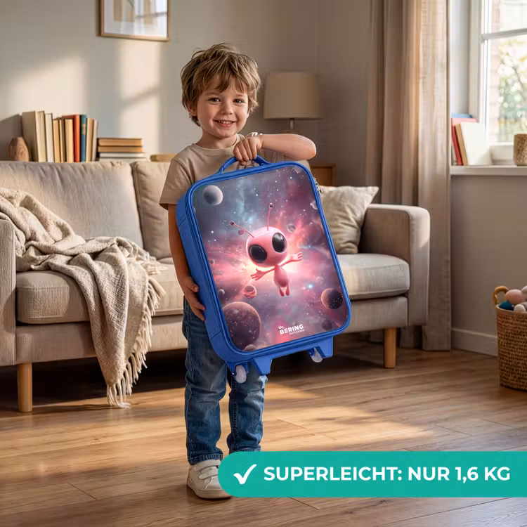 Roze Alien in Sterrennevel Kinderkoffer - Blauw klein -sfeer2_DE